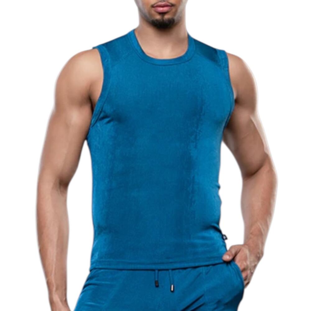 Andrew Christian Sensual Rib Muscle Tee Large Teal